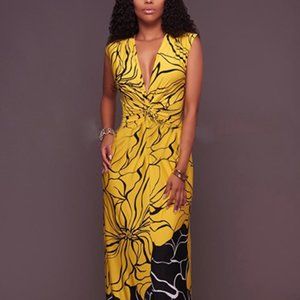 Maxi Sleeveless Dress - Contrast Two Tone Printed